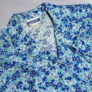Vintage Pendleton Blue Floral Rayon Hawaiian‎ Camp Button Shirt Women's Size 10